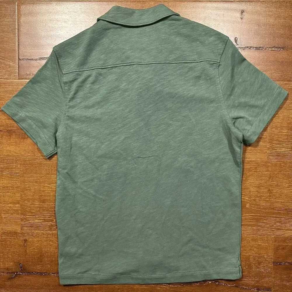 Untuckit Sapori Camp Collar Button Up Shirt Men M Green Cotton Peru Retro Resort